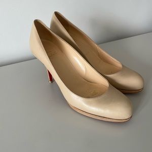 Christian Louboutin lamb skin nude heels